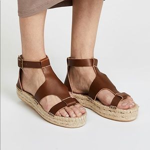 Soludos Espadrilles Women’s Sz 6 Brown Leather Ankle Strap Sandals